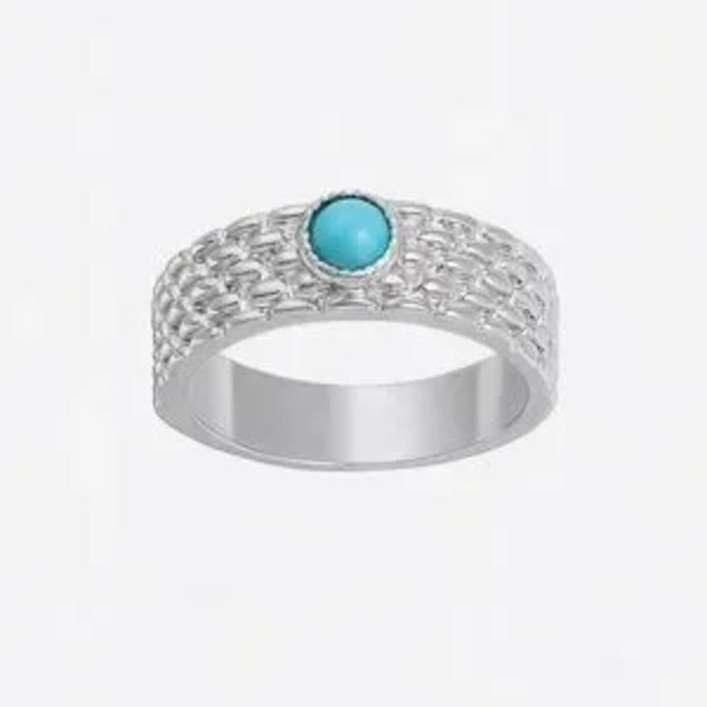 Western Style Silver Ring with Turquoise Stone
